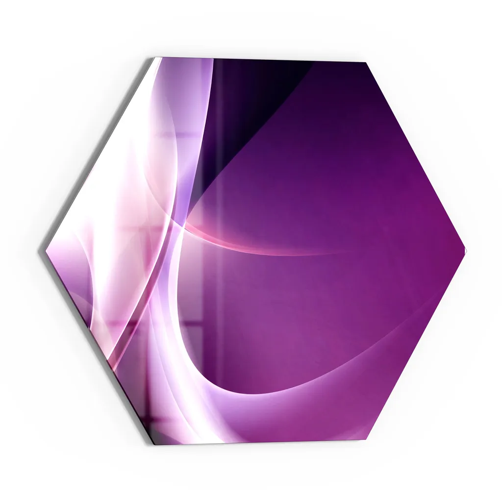 DEQORI Magnettafel Glas 55x48 cm 6-eckig 'Violettes Lichtspiel' beschreibbar Whiteboard